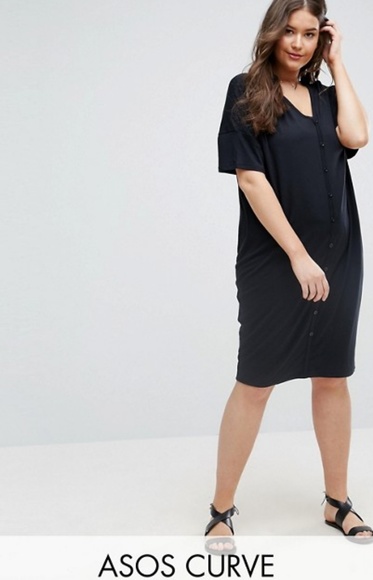 ASOS Curve Oversize Midi Dress with Placket Detail - Picture 2 of 4